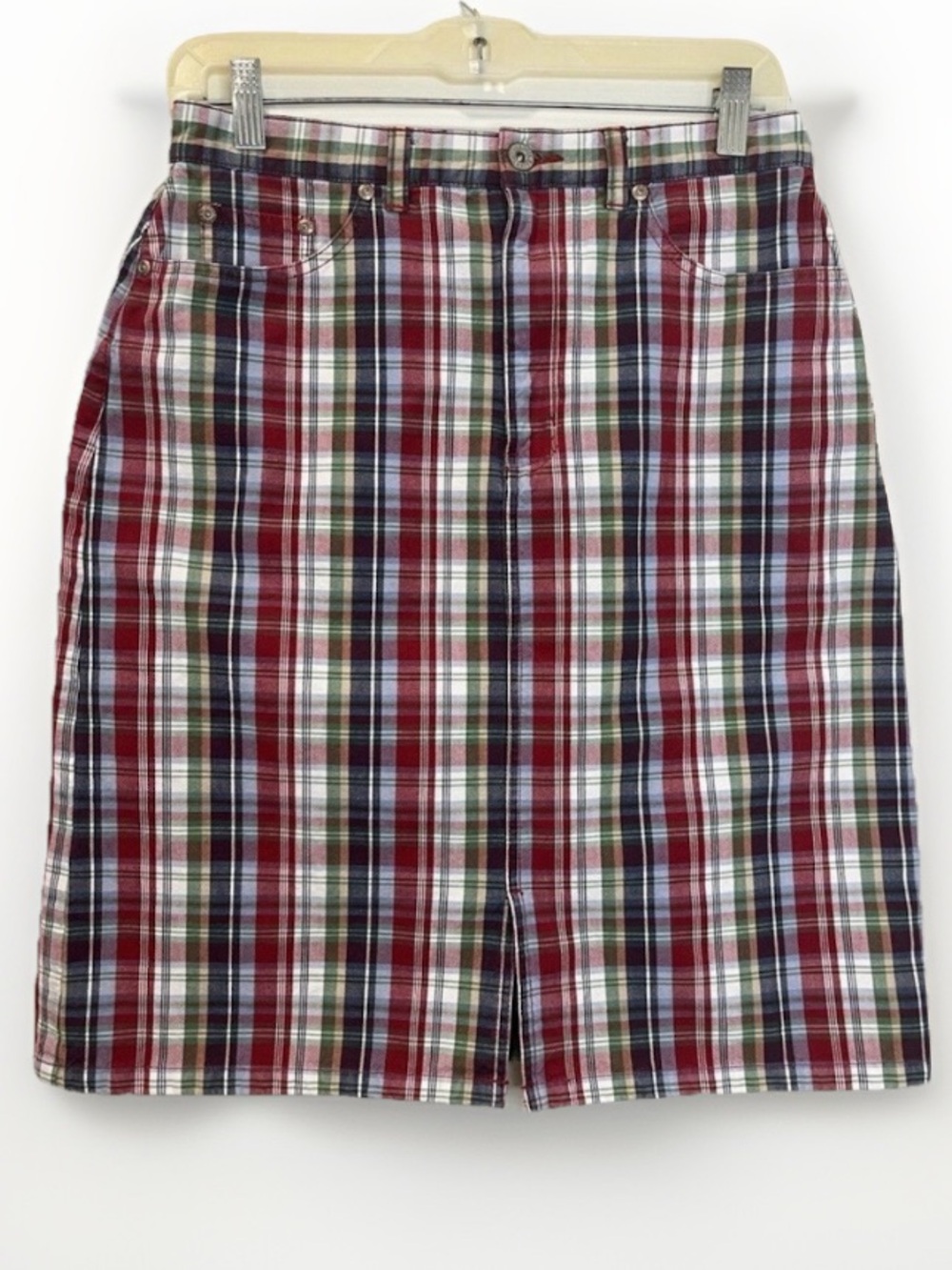 Vintage Eddie Bauer 100% Cotton Skirt Y2K Plaid Retro Size 10 Tall